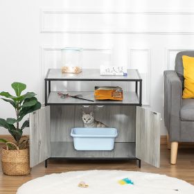 Cat Litter Box Enclosure (Option: Grey-895x598x165 mm)