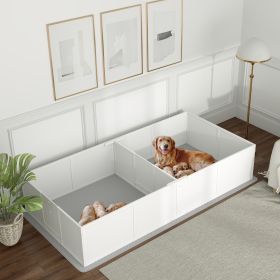 Whelping Box for Dogs and Puppies w/ Waterproof Pee Pad & Adjustable Door for Large (Option: White-1060x580x210 mm)