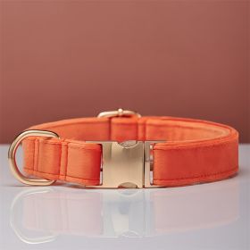 Multiple Colour Velvet Personalise Dog Collar Leash Set With Bow (Option: Orange-M)
