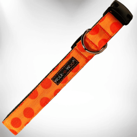 Polka Dot Dog - Monotone Collars (Color: Orange, size: M 1" width fits 12-18" neck)