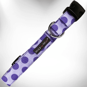Polka Dot Dog - Monotone Collars (Color: Purple, size: M 1" width fits 12-18" neck)