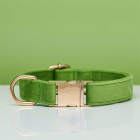 Multiple Colour Velvet Personalise Dog Collar Leash Set With Bow (Option: Green-S)