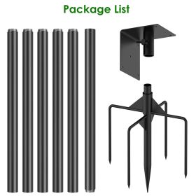 1 Set  79.92in Bird House Pole Kit Height Adjustable Bird Feeder Pole Mount Kit Heavy Duty Bird House Pole Set With 5 Prongs Base For Bird House (Option: Black)
