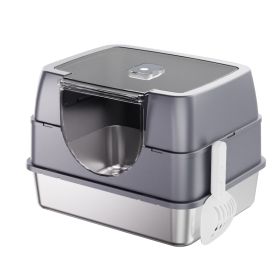 Only Self Pickup---Galaxy Stainless Steel Cat Litter Box (Option: Gray)