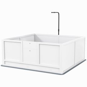 Whelping Box for Puppies with Pee Pad, Pig Rail, Adjustable Door for Small, Medium & Large Breed Dogs Birth, 49" x 48" (Option: White-1290x600x160 mm)