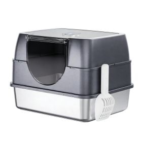 Only Self Pickup---Galaxy Stainless Steel Cat Litter Box (Option: Gray XZX)