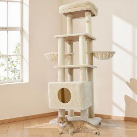 Gardner Pets Large Cat Tree For Medium To Large Cats, Heavy-Duty Cat Tower With Scratch Post And Washable Top Perch. Self-pickup Orders Supported (Option: 6Tier Basic Version Beige)