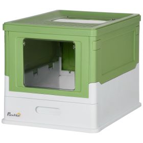 Fully Enclosed Cat Litter Box with Front Entry, Top Exit, Yellowish Green (Option: Yellowish Green-410x205x525 mm)