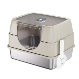 Only Self Pickup---Galaxy Stainless Steel Cat Litter Box (Option: Cream coloured)