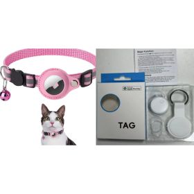 Reflective Collar Waterproof Holder Case For Airtag Air Tag Airtags Protective Cover Cat Dog Kitten Puppy Nylon Collar (Color: Pink set1)