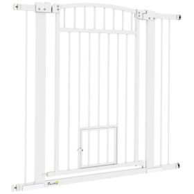 30"-41" Extra Wide Walk Through Dog Gate w/ Cat Door, 3-Inch & 5.5-Inch Extension Kits, 37" High (Option: White-980x760x70 mm)