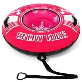 600D Waterproof Oxford Cloth Snow Sled, Reinforced Handles Removable Tow Strap for Adults Kids-Pink (Option: 31888215)