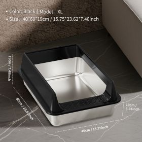 Only Self Pickup---Stainless Steel Cat Litter Box (Option: XL10  Black XZX)