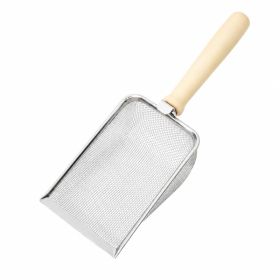 Stainless Steel Cat Litter Scoop With Fine Mesh Sifter, Durable Metal Litter Scooper With Ergonomic Wooden Handle, Heavy Duty Kitty Litter Shovel (Option: Standard)