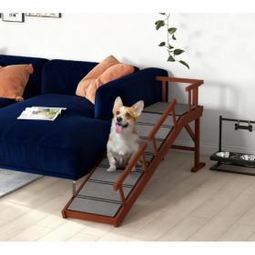 Wooden Dog Ramp With Removable Guardrails (Option: Brown Gray)