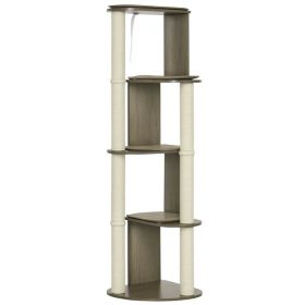 Corner Modern Cat Tree Tall For Climbing, Large Multilevel Cat Tower With Scratching Posts, Small-Fit Kitten Tower With Sisal, Cream White (Option: Cream White)