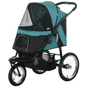 3 Wheels Pet Stroller for Small Dogs and Medium Dogs with Adjustable Canopy, Safety Tether, Storage Basket, Dark Green (Option: Dark Green-830x440x385 mm)