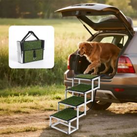 Foldable Dog Ramp For Cars, SUVs, Trucks, Portable Pet Dog Stairs For Large Dogs With Non-Slip Surface & Reinforced Design, Lightweight Yet Sturd (Option: Green)