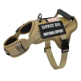 Tactical Service Dog Harness With Handle, No-Pull Adjustable Reflective Pet Vest Harness For Easy Walking And Training (Option: Linen-M)
