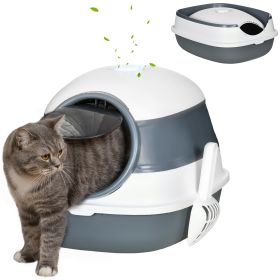 Dome Covered Cat Litter Box with Lid, White and Gray (Option: White-550x420x155 mm)