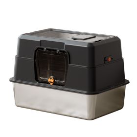 Only Self Pickup---Fully Enclosed Stainless Steel Cat Litter Box (Option: Black)