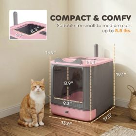 Cat Litter Box With Lid, Enclosed Litter Box For Medium Cats, Front-Entry And Top-Exit, Scoop, Deodorizer Bag, Pink (Option: Gray Pink Black)