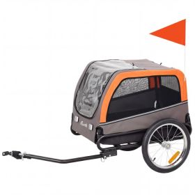 Dog Bike Trailer, Pet Cart Bicycle Carrier with 2 Entrances, Quick Release Wheels, Reflectors, Flag, Safety Leash (Option: Orange-790x230x530 mm)
