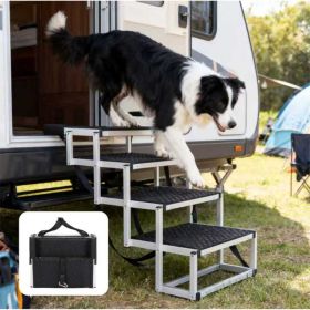 Foldable Dog Ramp For Cars, SUVs, Trucks, Portable Pet Dog Stairs For Large Dogs With Non-Slip Surface & Reinforced Design, Lightweight Yet Sturd (Option: Black)