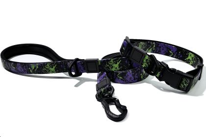 UV Printing Camouflage Embossed Pet Leash Set Is A Perfect Combination Of Style And Functionality Specially Designed For Pets' Outdoor Activities (Option: Purple-20mm)