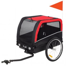 Dog Bike Trailer, Pet Cart Bicycle Carrier with 20" Air Tires, Quick-Release Wheels, Reflectors, Flag (Option: Red-815x299x610 mm)