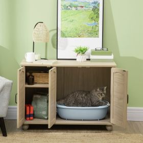 Cat Litter Box Enclosure Side Table (Option: Oak-1095x770x140 mm)